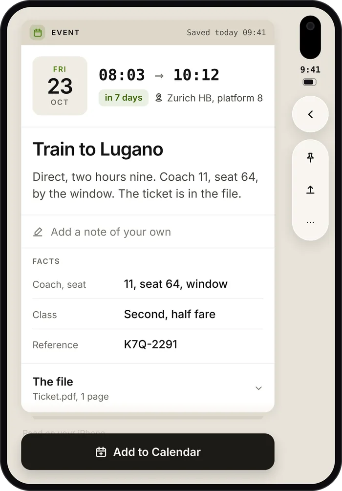 The train card still open after the iPhone Duo is closed.